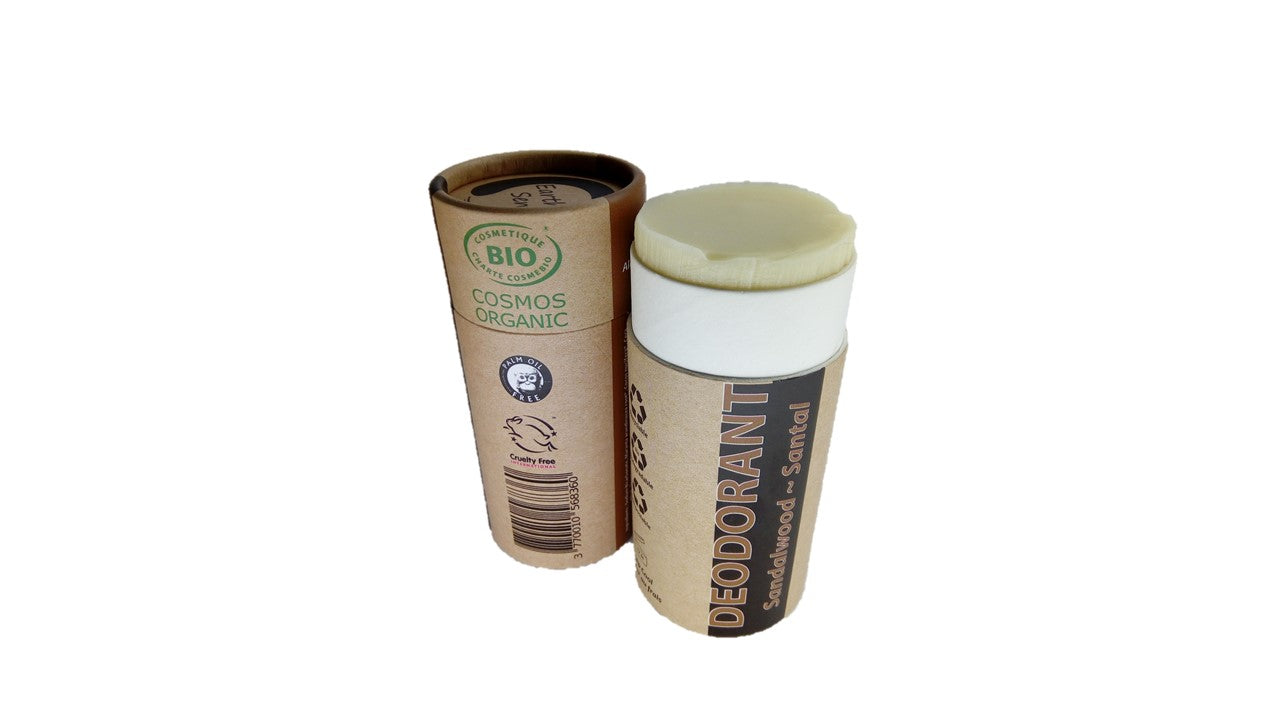 Two eco-friendly deodorant containers on a white background