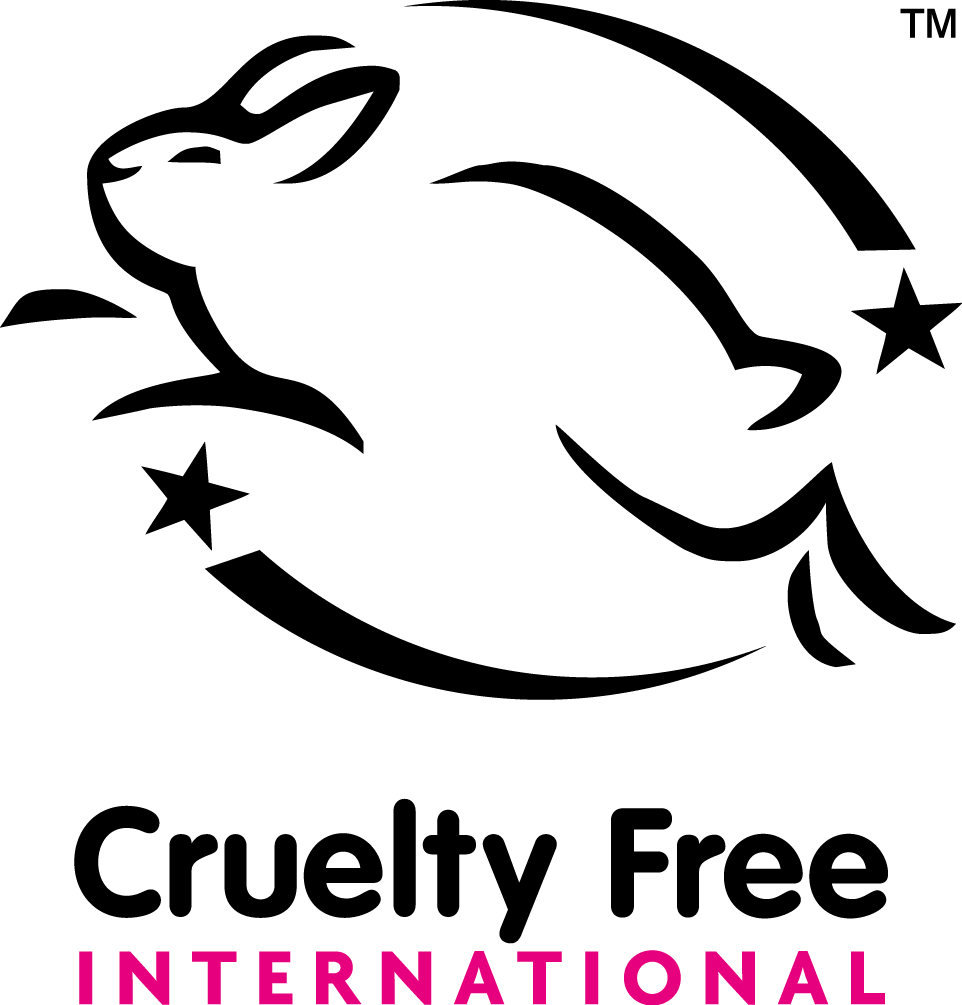 Cruelty Free International logo with a rabbit silhouette and stars on a white background