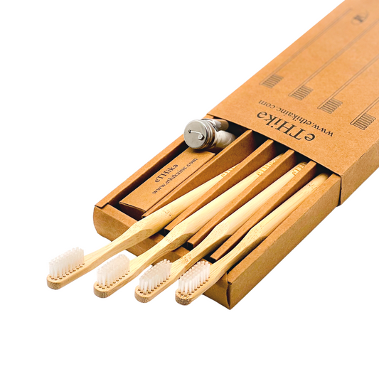 Plastic free dental care set in eco-friendly packaging