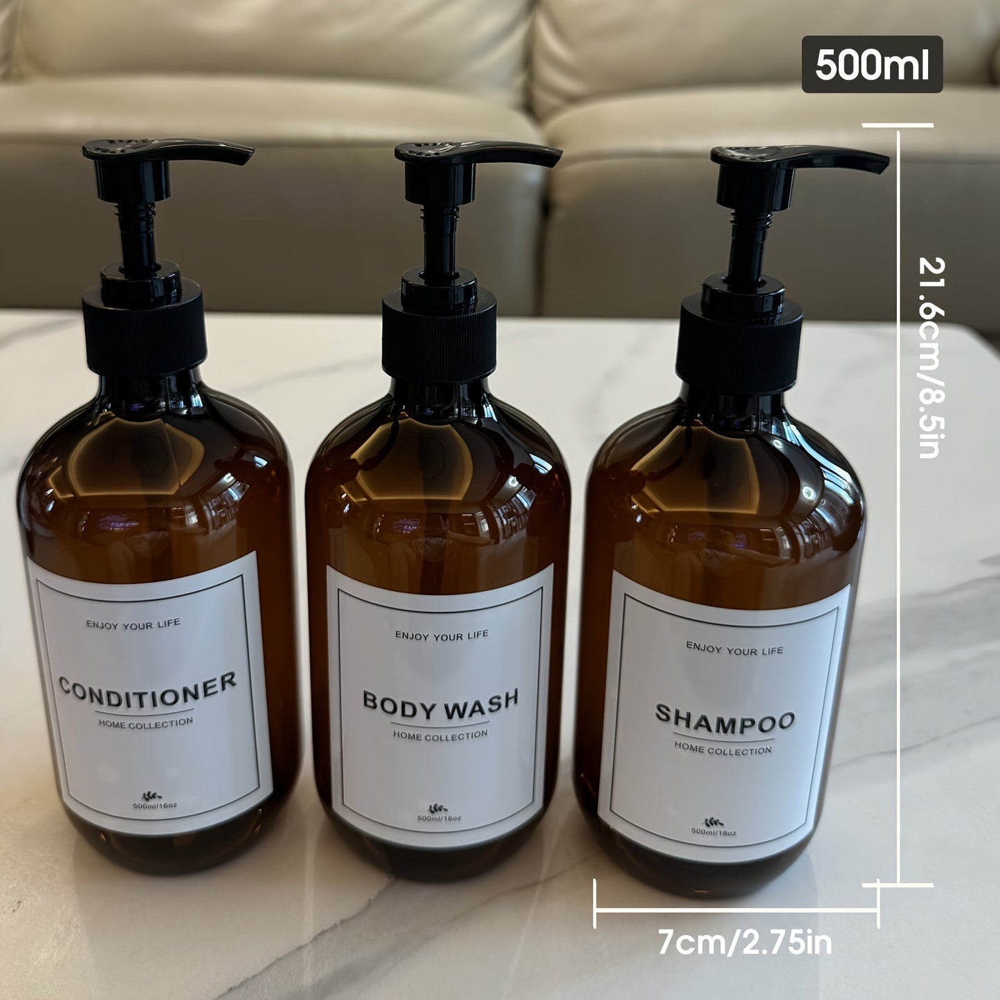 3Piece Refillable Bathroom Soap  Lotion Dispenser Set