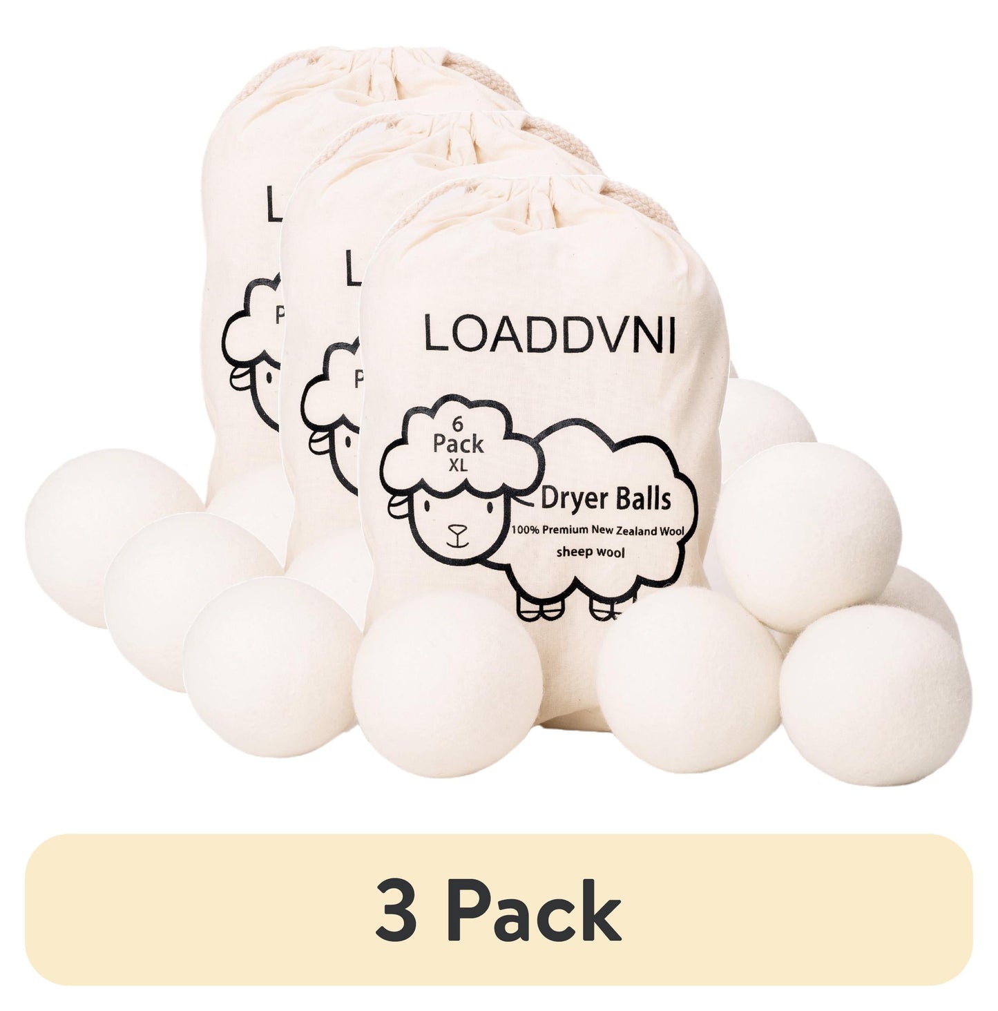 (3 Pack) Wool Dryer Balls Organic XL 6 Balls per Pack by , save Time,Money,Energy.