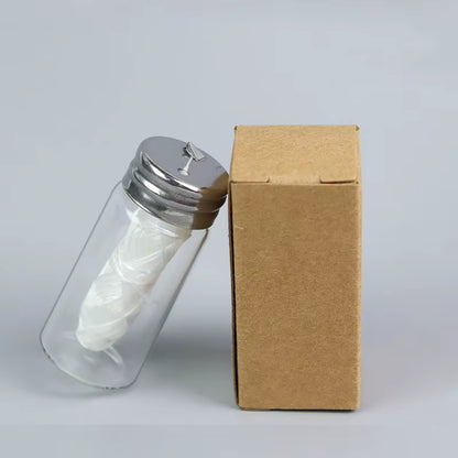 30M Vegan Biodegradable Bamboo Charcoal Dental Floss with Refillable Glass Holder Mint Flavored Tiny Floss