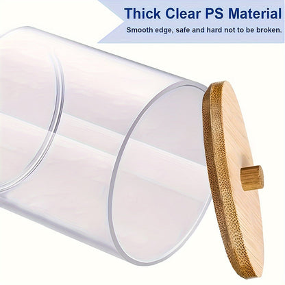 Clear Bathroom Canister Set with Bamboo Lids  3Piece Storage