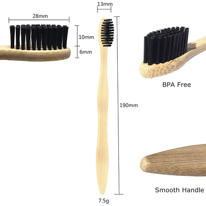 4PCS Charcoal Bamboo Toothbrushes - Extra Soft Natural Bristles for Adults & Kids Teeth | Zero Waste Biodegradable Tooth Brush