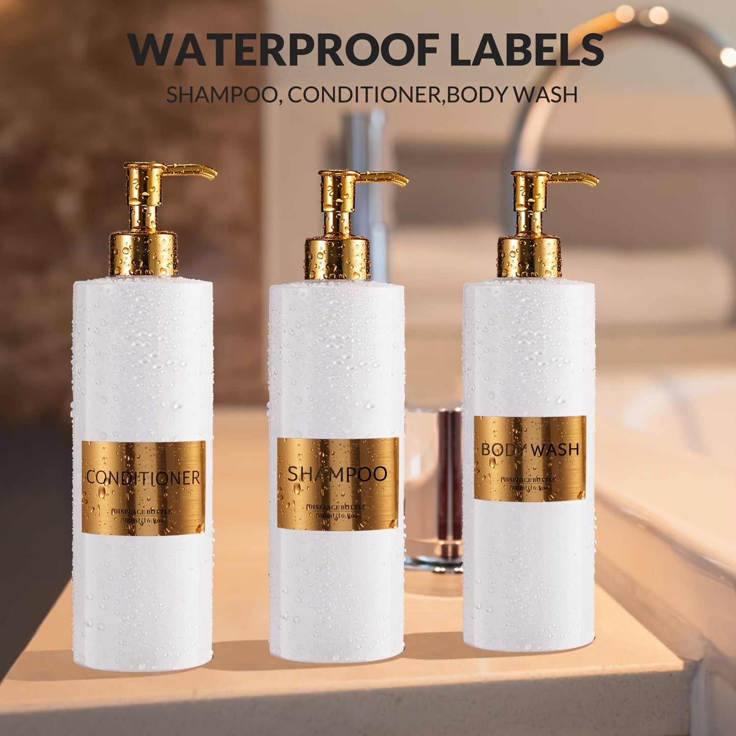 3Piece GAONLY Refillable Bathroom Soap Dispenser Set
