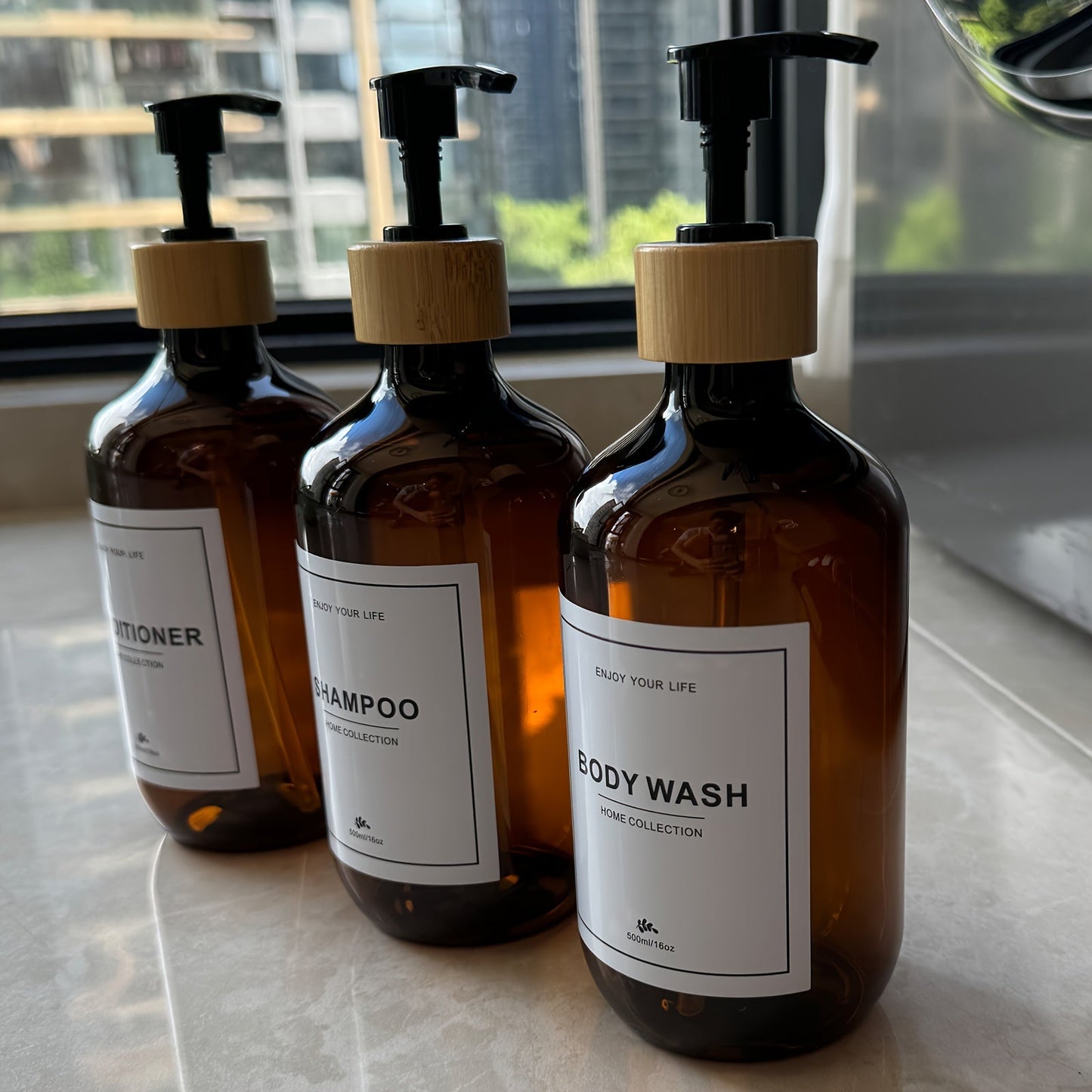 3Piece Refillable Bathroom Soap  Lotion Dispenser Set