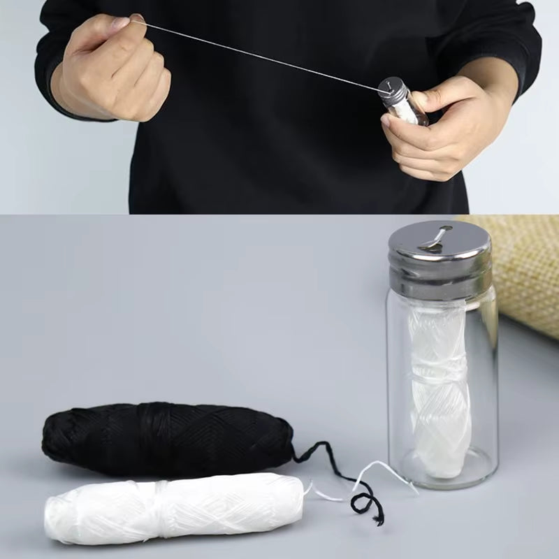 30M Vegan Biodegradable Bamboo Charcoal Dental Floss with Refillable Glass Holder Mint Flavored Tiny Floss