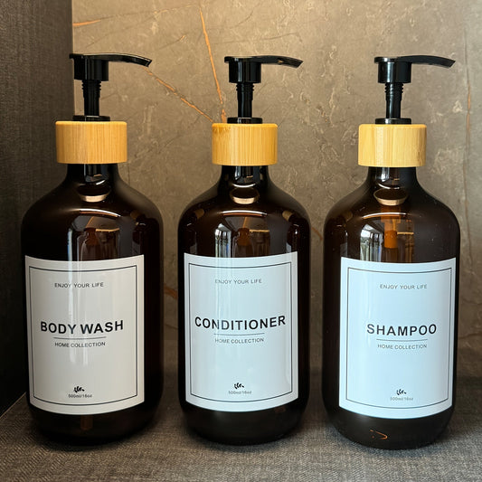3Piece Refillable Bathroom Soap  Lotion Dispenser Set