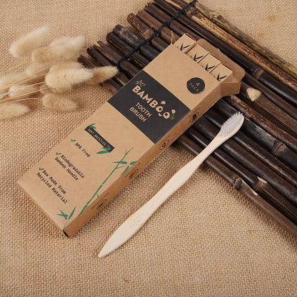 4PCS Charcoal Bamboo Toothbrushes - Extra Soft Natural Bristles for Adults & Kids Teeth | Zero Waste Biodegradable Tooth Brush