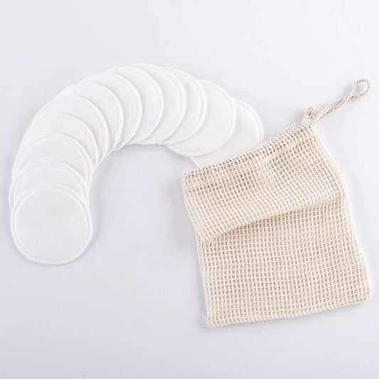10 Reusable Organic Bamboo Cotton Facial Pads - Zero Waste Plastic