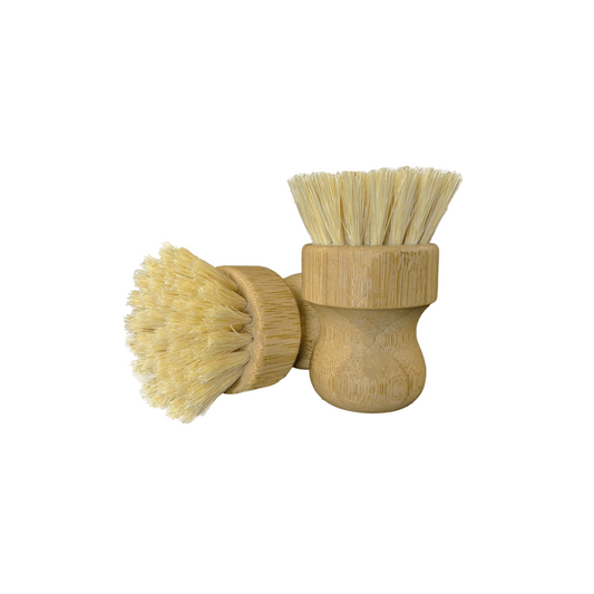Natural sisal vegetable scrubber with bamboo handle