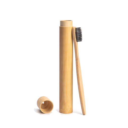 Bamboo toothbrush travel case with ventilation hole