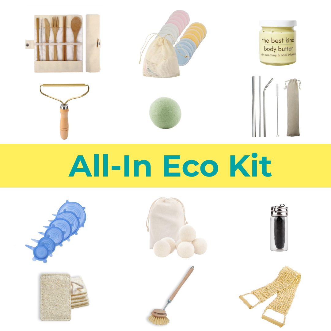 Zero waste starter kit with 12 eco-friendly essentials
