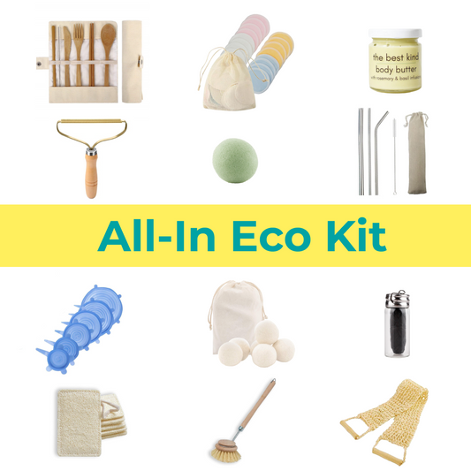 Zero waste starter kit with 12 eco-friendly essentials