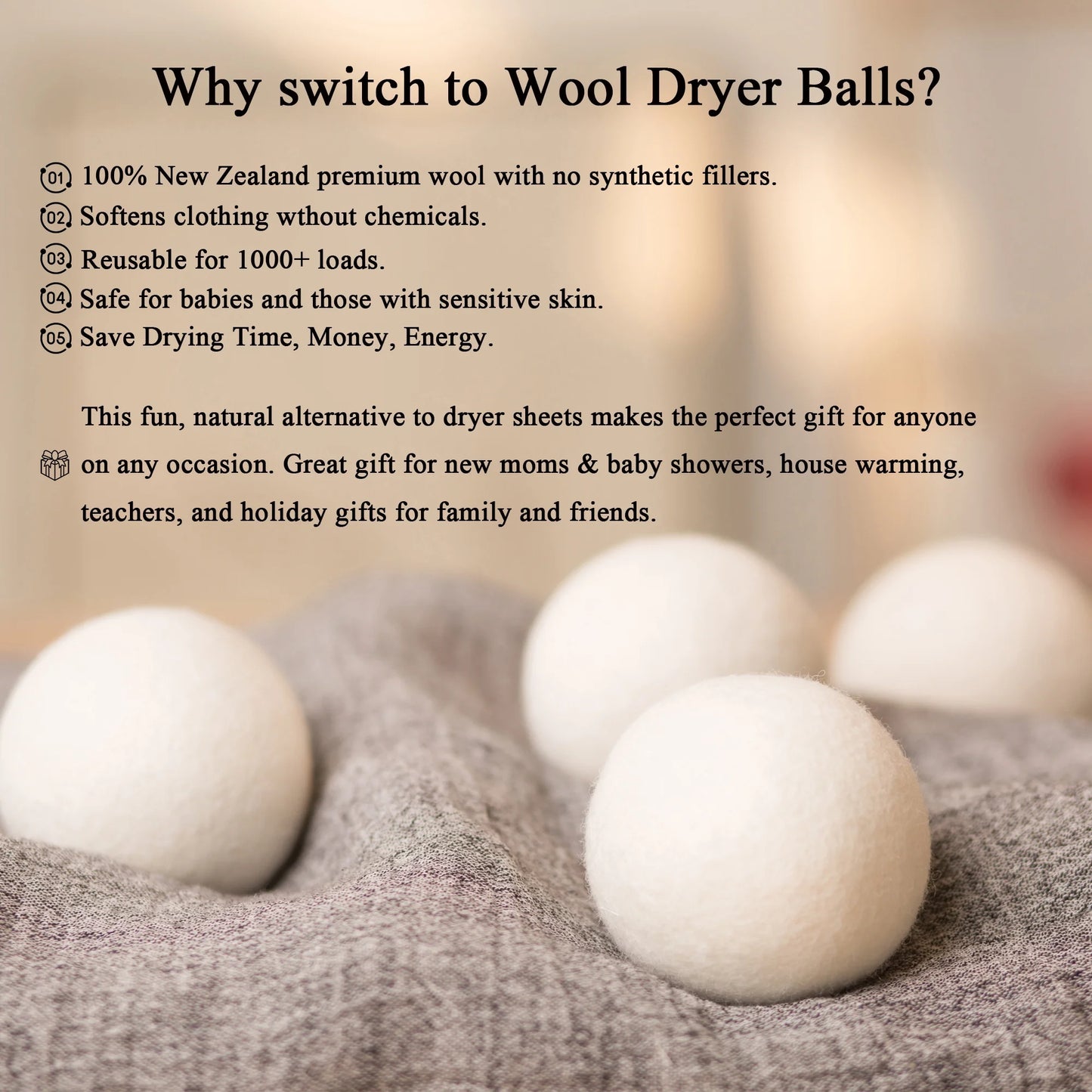 (3 Pack) Wool Dryer Balls Organic XL 6 Balls per Pack by , save Time,Money,Energy.