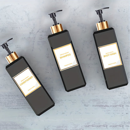 3Piece Bathroom Soap Dispenser Set with Labels
