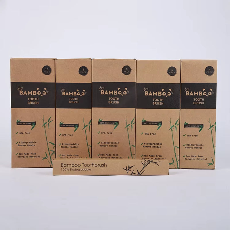 4PCS Charcoal Bamboo Toothbrushes - Extra Soft Natural Bristles for Adults & Kids Teeth | Zero Waste Biodegradable Tooth Brush