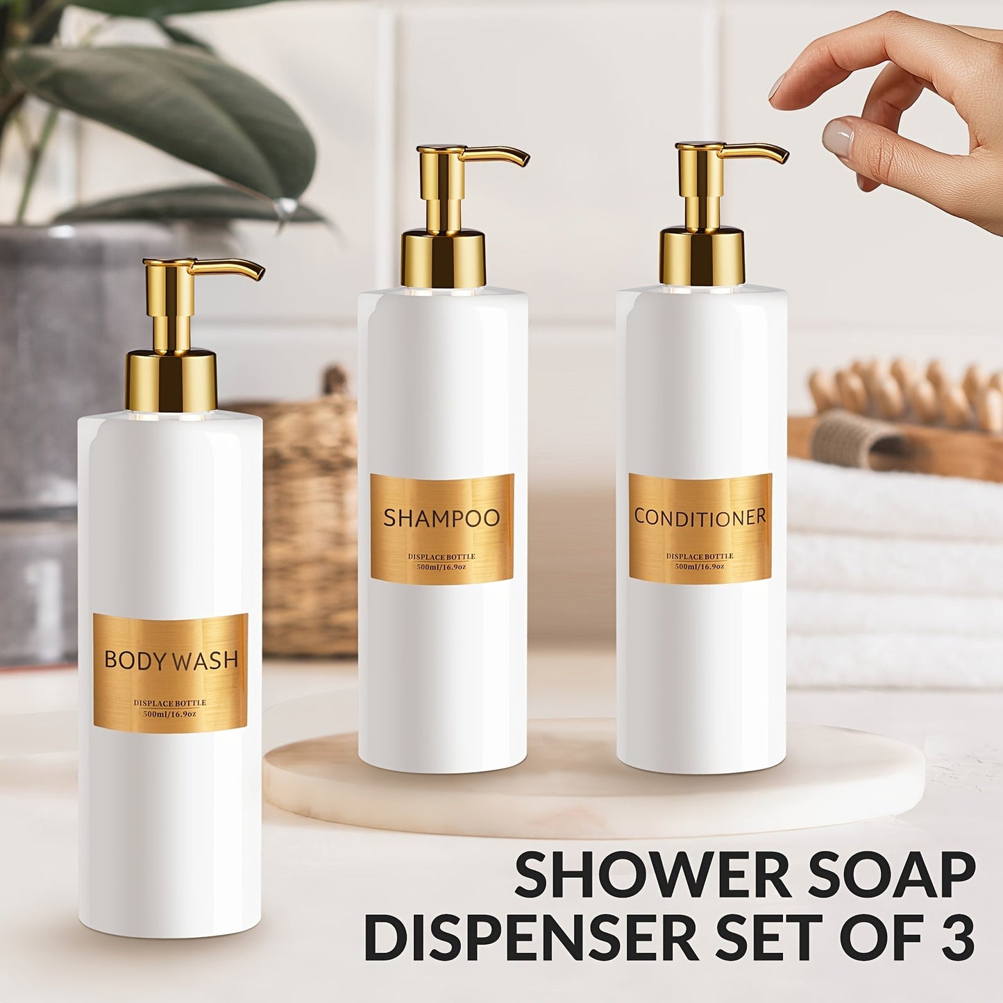 3Piece GAONLY Refillable Bathroom Soap Dispenser Set
