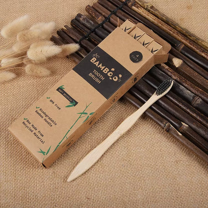 4PCS Charcoal Bamboo Toothbrushes - Extra Soft Natural Bristles for Adults & Kids Teeth | Zero Waste Biodegradable Tooth Brush